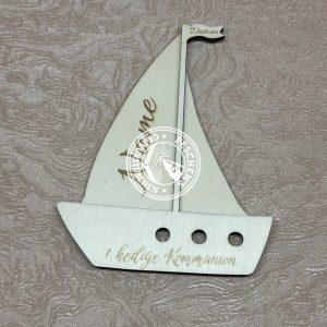 Deko Kommunion Schiff 3D optik Holz