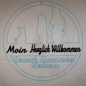 Türschild Familie 2 Personen1 Hund