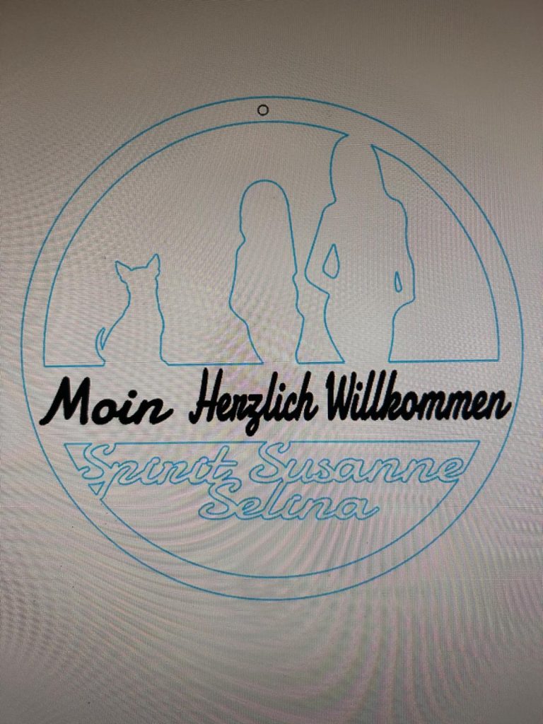 Türschild Familie 2 Personen1 Hund