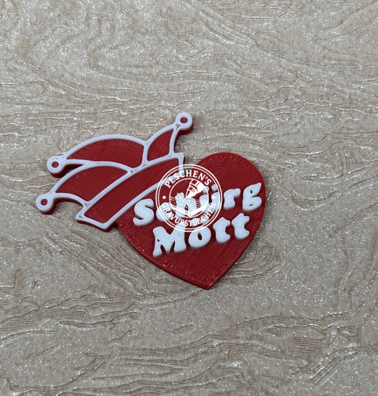 Anstecker „Herz mit Narrenkappe 3D Druck – Bild 2