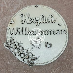 Tür / Fensterkranz Herzlich Willkommen mit Perlen