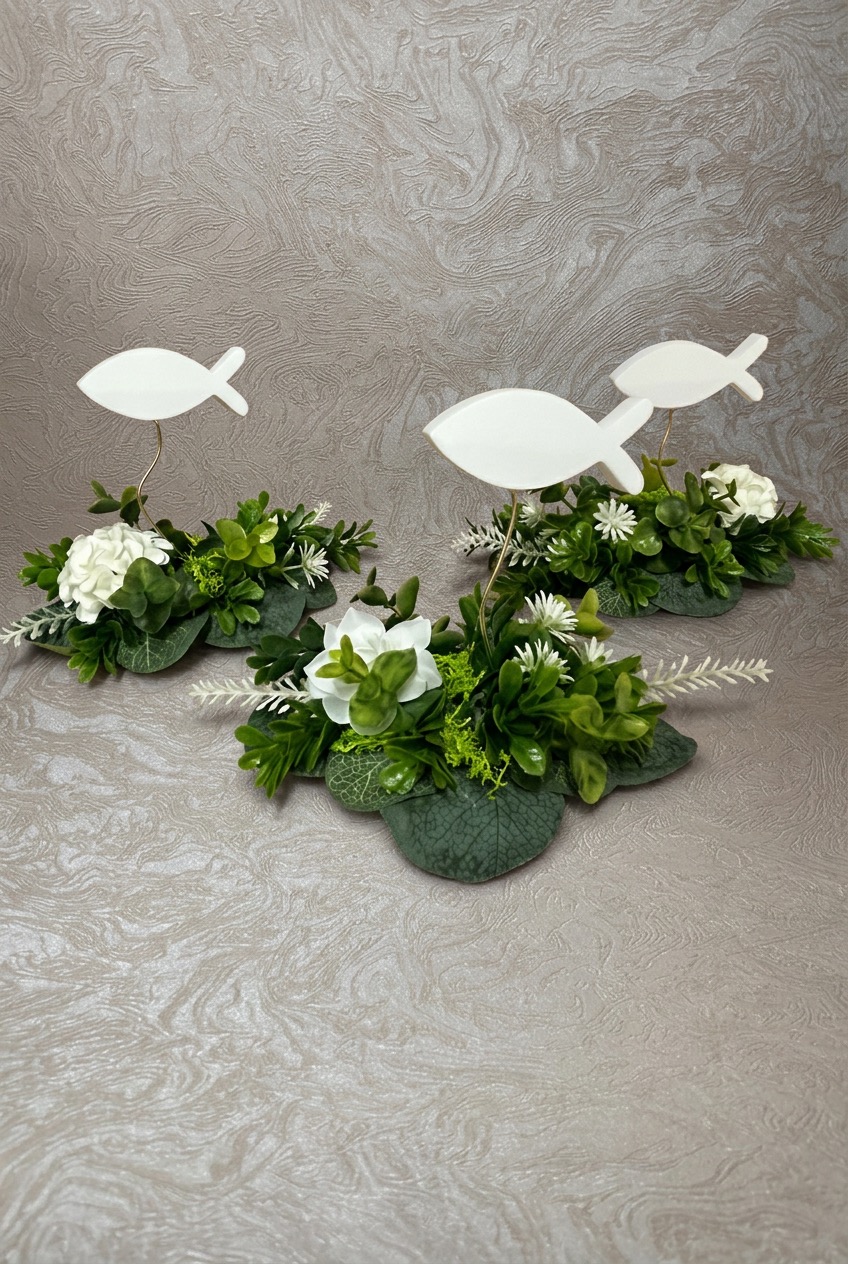 Tischdeko Fisch Kommunion/Hochzeit