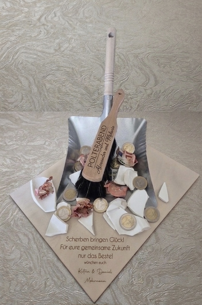 Handfeger Kehrblech Set Hochzeit