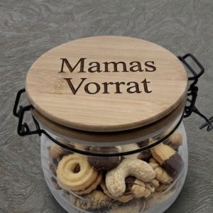 Vorratsglas mit Holzdeckel und Bügelverschluss