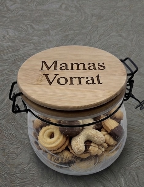 Vorratsglas mit Holzdeckel und Bügelverschluss