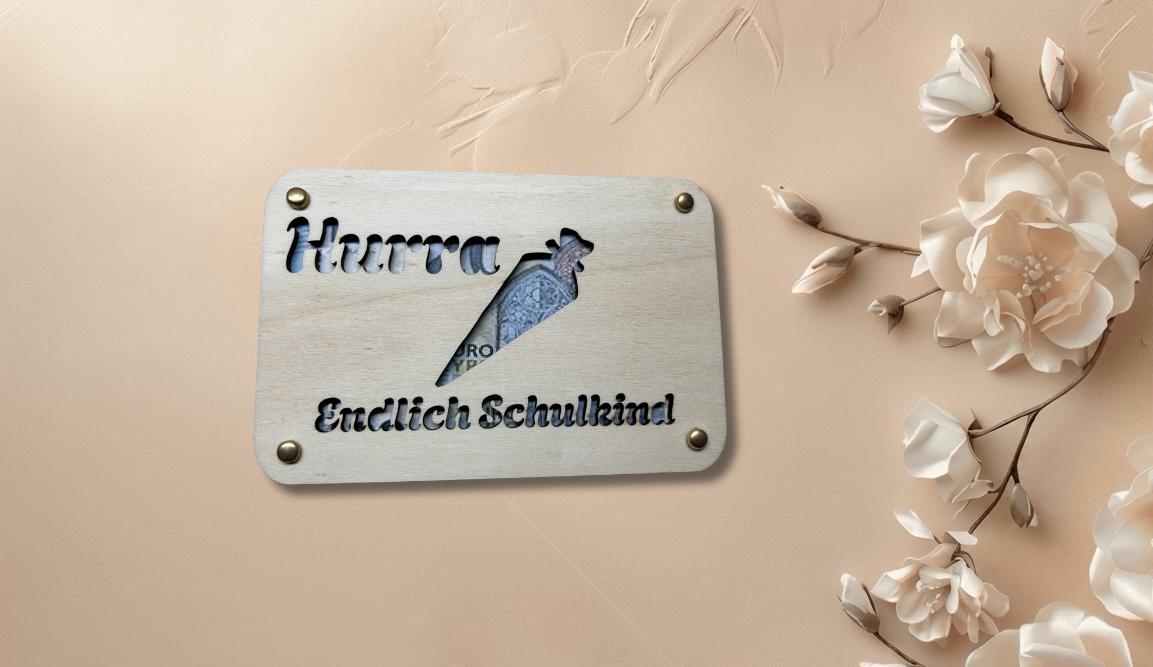 Geldbriefumschlag Holz Endlich Schulkind – Bild 2